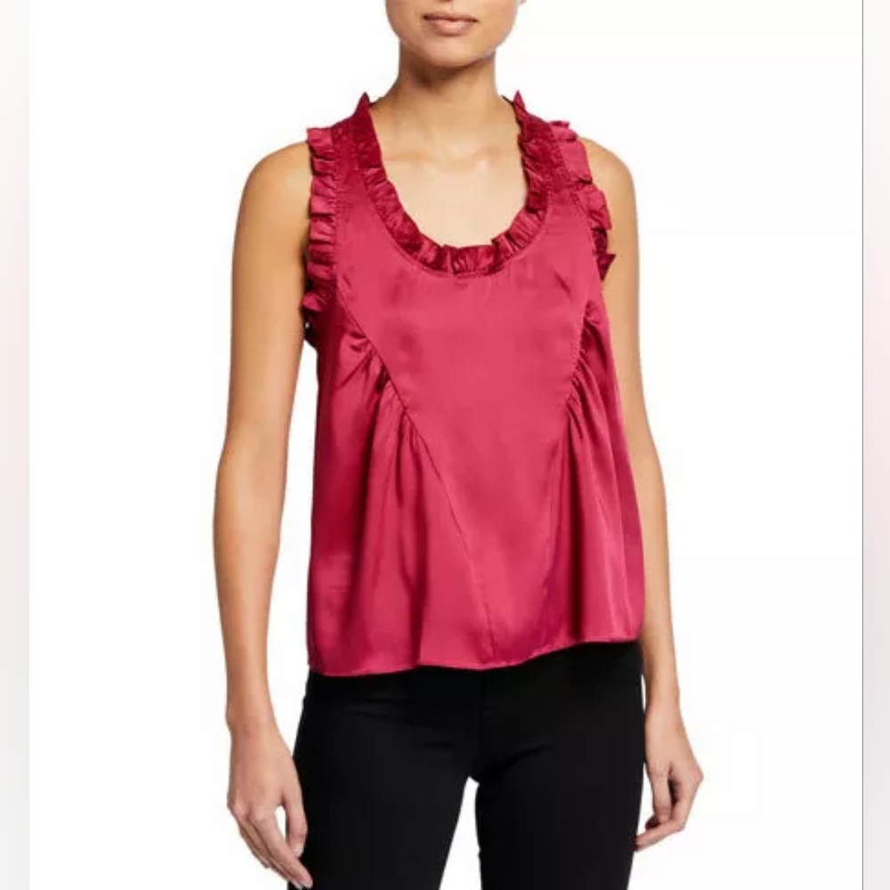 NWT Rebecca Minkoff Karis Ruffled Fuschia Blouse